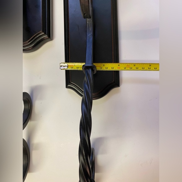 Black Metal Wood Wall Sconces Candle Set of Two Pair Wall Hanging  Spiral - Picture 12 of 12